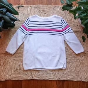 White Striped Knit Sweater